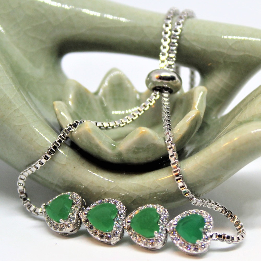 Natural Emerald bolo bracelet